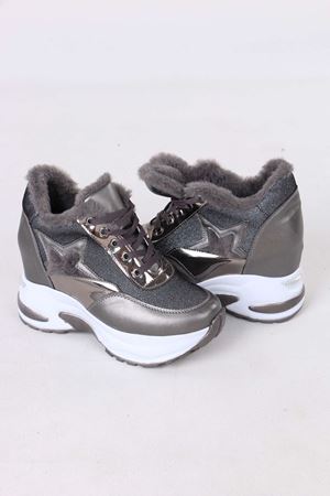 Katle Gri Kürklü Gizli Topuklu Kadın Spor Ayakkabı