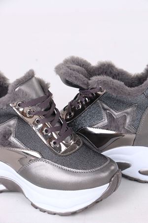 Katle Gri Kürklü Gizli Topuklu Kadın Spor Ayakkabı