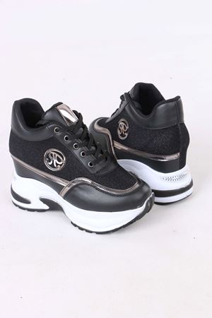 Karlis Siyah Beyaz Taban Kürklü Gizli Topuklu Kadın Spor Ayakkabı