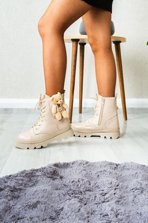 Loring Bej Mat Deri Ayıcıklı Postal Bot