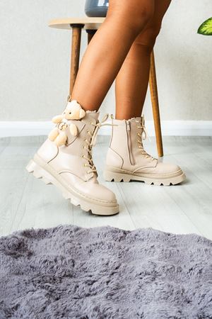 Loring Bej Mat Deri Ayıcıklı Postal Bot