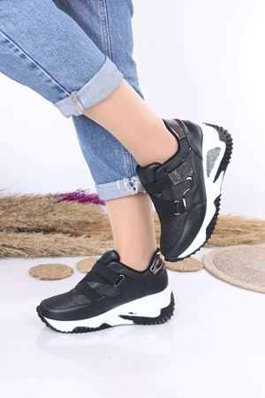 Chantal Siyah Beyaz Taban Mat Deri Kadın Spor Ayakkabı