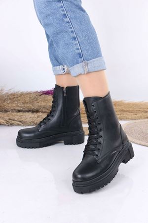 Alayna Siyah Mat Deri Kürklü Kaymaz Taban Kadın Bot