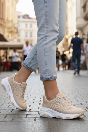 Alete Nude Mat Deri Kadın Spor Ayakkabı