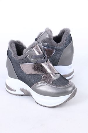 Leroy Gri Cırtlı Bağcıklı Gizli Topuklu Spor Ayakkabı