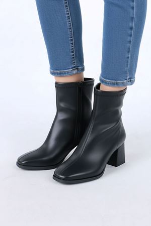 Jineen Siyah Fermuarlı Topuklu Kadın Bot