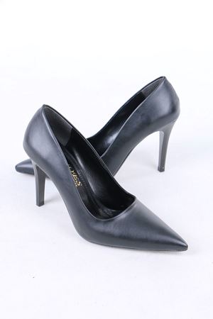 Lisle Siyah Mat Deri İnce Topuklu Kadın Ayakkabı