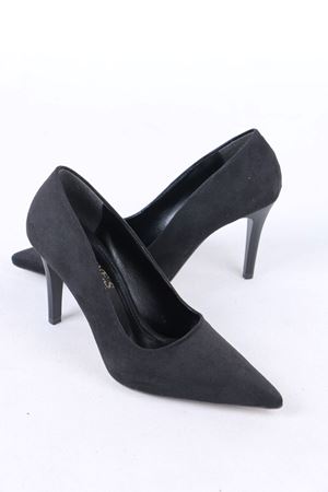 Lisle Siyah Süet İnce Topuklu Kadın Ayakkabı
