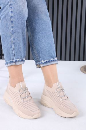 Joella Nude Triko Taşlı Bağcıklı Kadın Spor Ayakkabı