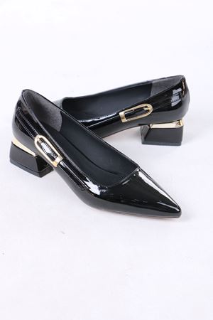 Zailor Siyah Rugan Tokalı Topuklu Kadın Ayakkabı