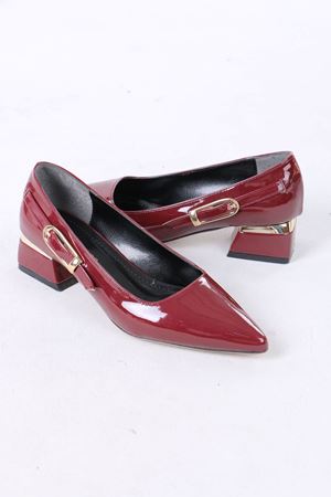 Zailor Bordo Rugan Tokalı Topuklu Kadın Ayakkabı