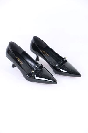 Larue Siyah Rugan Tokalı Topuklu Kadın Ayakkabı