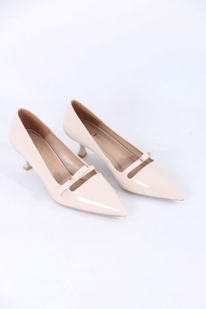 Larue Bej Rugan Tokalı Topuklu Kadın Ayakkabı