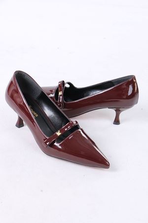 Larue Bordo Rugan Tokalı Topuklu Kadın Ayakkabı