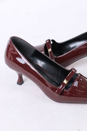 Larue Bordo Rugan Tokalı Topuklu Kadın Ayakkabı