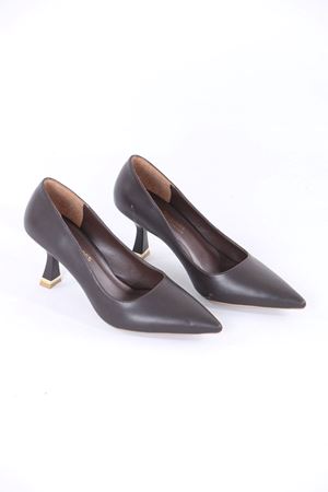 Voleta Kahverengi Mat Deri Topuklu Kadın Ayakkabı