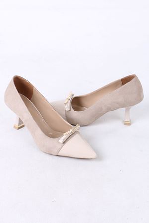 Lunete Bej Rugan Süet Tokalı Topuklu Kadın Ayakkabı