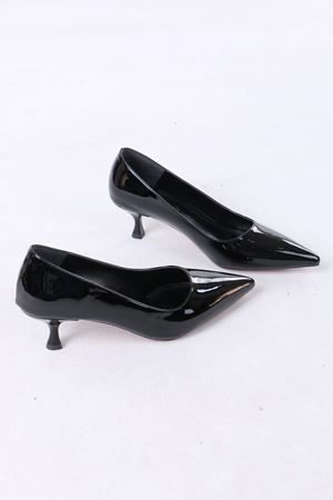 Mauger Siyah Rugan Topuklu Kadın Ayakkabı