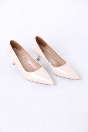 Mauger Bej Rugan Topuklu Kadın Ayakkabı