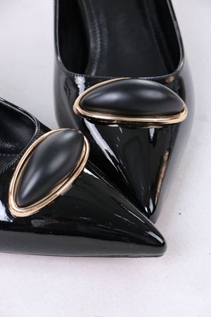 Mignon Siyah Rugan Tokalı Topuklu Kadın Ayakkabı