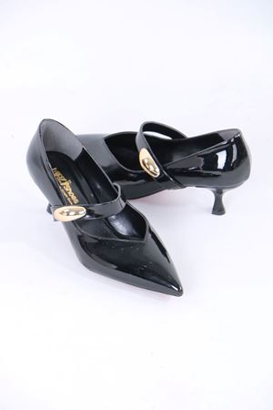 Lotye Siyah Rugan Tokalı Topuklu Kadın Ayakkabı