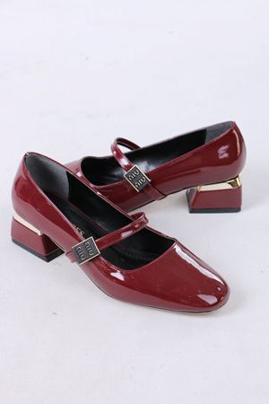 Merla Bordo Rugan Tokalı Topuklu Kadın Ayakkabı