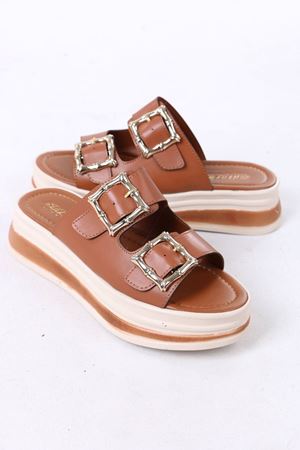 Legget Taba Mat Deri Tokalı Kadın Terlik