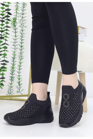 Leonda Siyah Triko Kadın Spor Ayakkabı