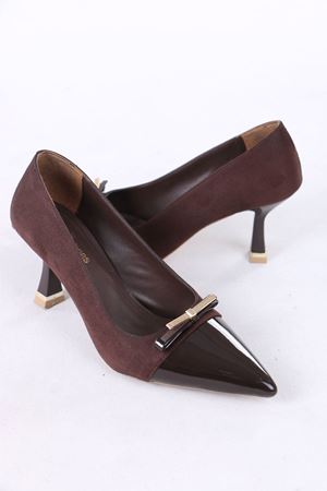 Lunete Kahverengi Rugan Süet Tokalı Topuklu Kadın Ayakkabı