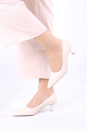 Mauger Bej Rugan Topuklu Kadın Ayakkabı