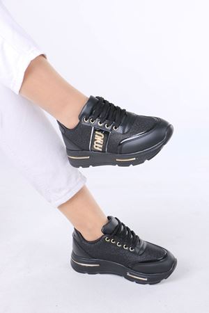 Karter Siyah Simli Kadın Spor Ayakkabı