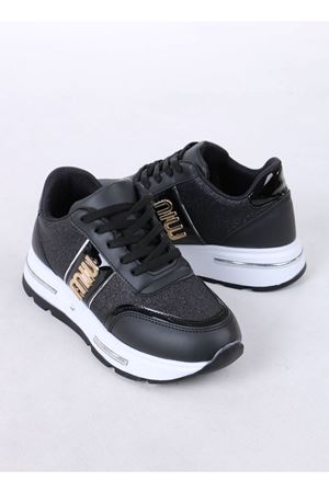Karter Siyah Beyaz Taban Simli Kadın Spor Ayakkabı