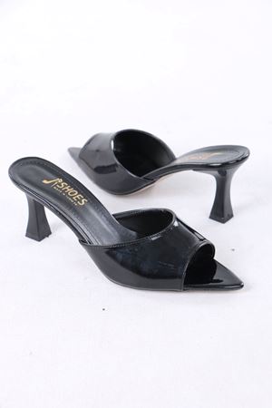 Nadeen Siyah Rugan Kadın Topuklu Terlik