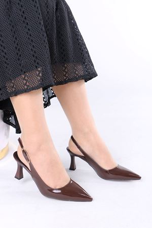 Nicola Kahve Rugan Kadın Topuklu Ayakkabı