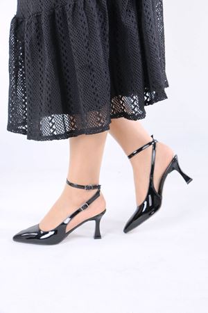 Mirage Siyah Rugan Kadın Topuklu Ayakkabı