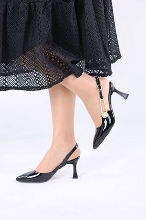 Melvil Siyah Rugan Kadın Topuklu Ayakkabı