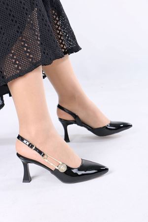 Melvil Siyah Rugan Kadın Topuklu Ayakkabı