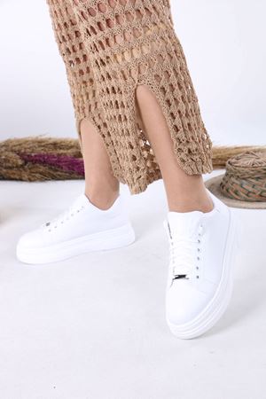 Mavise Beyaz Mat Deri Kadın Spor Ayakkabı