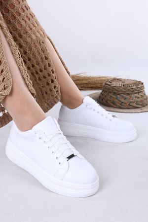 Mavise Beyaz Mat Deri Kadın Spor Ayakkabı