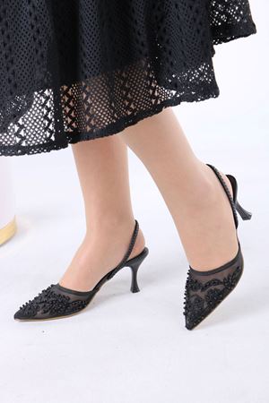 Juene Siyah Kadın Topuklu Ayakkabı