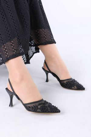 Juene Siyah Kadın Topuklu Ayakkabı