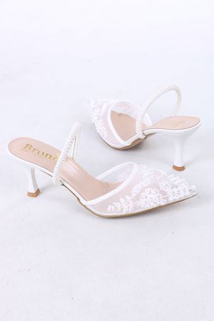 Juene Beyaz Kadın Topuklu Ayakkabı
