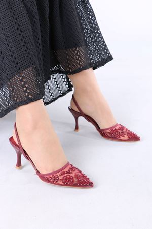 Juene Bordo Kadın Topuklu Ayakkabı