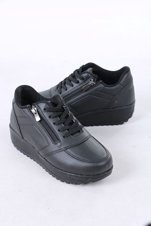 Destry Siyah Mat Deri Fermuarlı Bağcıklı Kadın Spor Ayakkabı