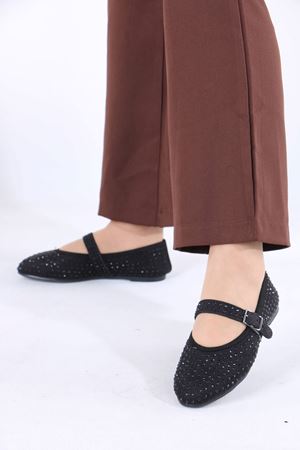 Magali Siyah Süet Kadın Düz Ayakkabı Babet
