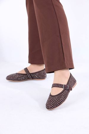 Magali Kahverengi Süet Kadın Düz Ayakkabı Babet