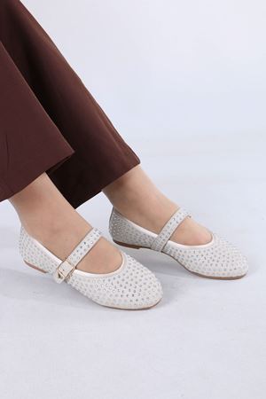 Magali Bej Süet Kadın Düz Ayakkabı Babet