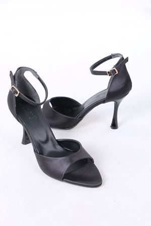 Marmion Siyah Saten İnce Topuklu Kadın Ayakkabı