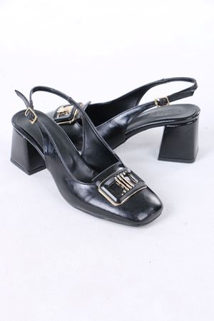 Naeva Siyah Rugan Kalın Topuklu Kadın Ayakkabı