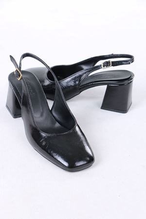 Wonne Siyah Rugan Kalın Topuklu Kadın Ayakkabı